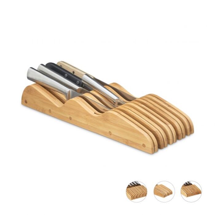 Relaxdays Messerblock Bambus für Schublade