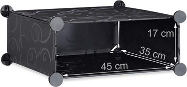Relaxdays Schuhschrank Kunststoff, 12 Fächer, 108x94x37cm, Schwarz