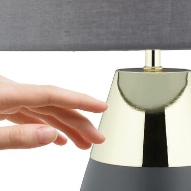 Relaxdays Nachttischlampe Touch dimmbar, 3 Stufen, E14, HxD: 48,5 x 28 cm, modern, Touch Lampe mit Schirm, (Grau/Gold)