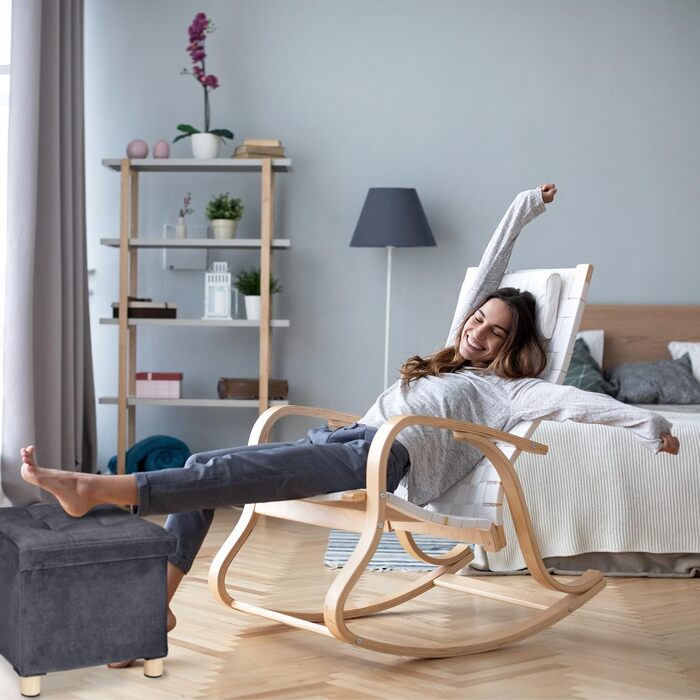 Relaxdays Samthocker mit Stauraum, Tablett im Deckel, Holzbeine, 35x38x38 cm, Mauve