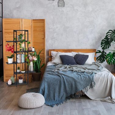 Relaxdays Pflanzenregal, 6 Ablagen, 150x78x24 cm, Stahl & MDF, innen, Schwarz