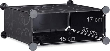 Relaxdays Schuhschrank mit 10 Fächern, Schuhregal groß, Steckregal Kunststoff, DIY, HxBxT ca. 90 x 94 x 37 cm, (Schwarz)