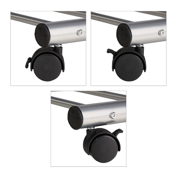 Relaxdays Silberne Garderobe mit Rollen