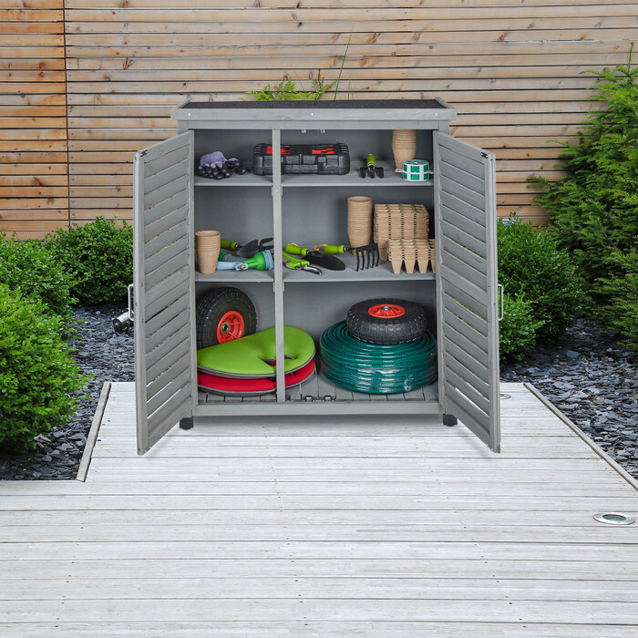 Relaxdays Grauer Gartenschrank 3 Fächer