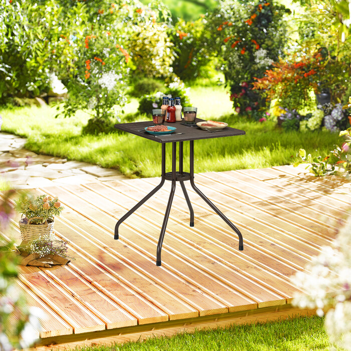Relaxdays Gartentisch in brauner Holz-Optik