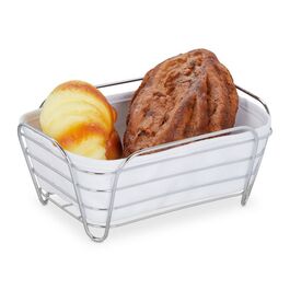 Relaxdays Brotkorb Metall mit Stoffeinsatz
