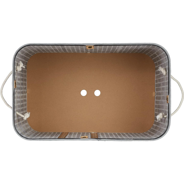 Wäschekorb Bambus, rechteckig, 2 Fächer, Klappdeckel, faltbar, 95 l