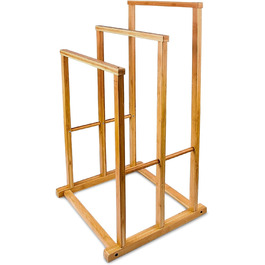 Relaxdays Bambus Handtuchständer, 82,5x42x42,5 cm, treppenförmig, 3 Stangen, natur, Badaccessoire/Herrendiener