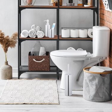 Relaxdays 5-tlg. Badezimmer Set, Edelstahl poliert, moderne Badaccessoires, Silber