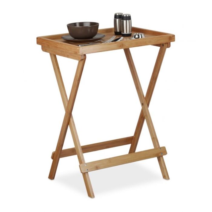 Relaxdays Tabletttisch Bambus