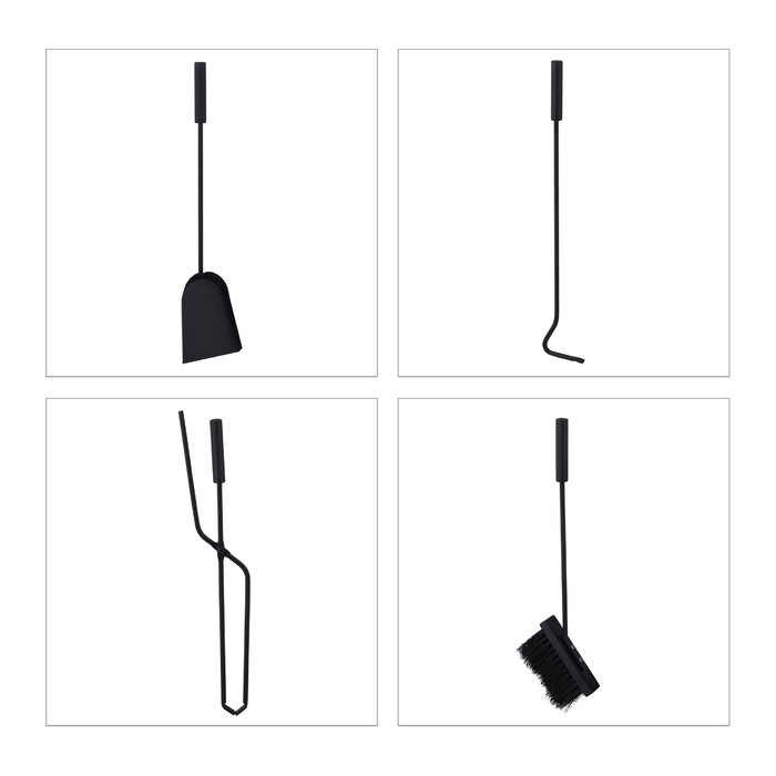Relaxdays 5-teiliges Kaminbesteck in Grau/Schwarz