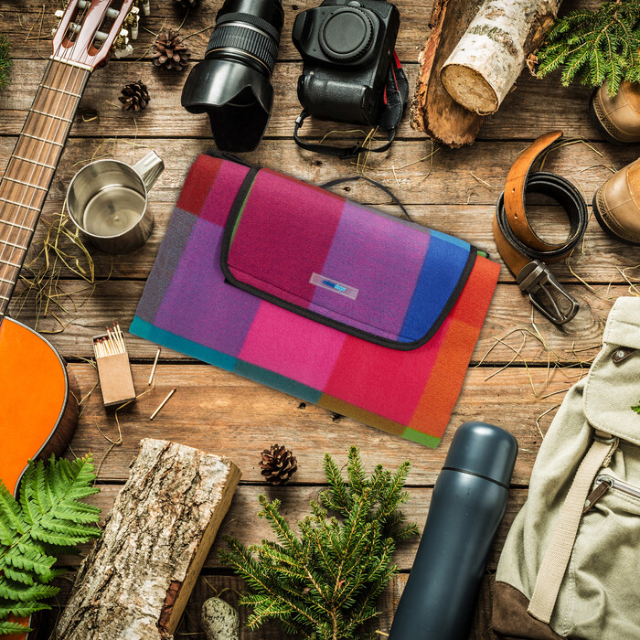 Relaxdays Picknickdecke bunt kariert