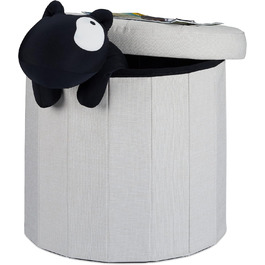 Relaxdays Sitzhocker mit Stauraum L, Fußhocker mit Deckel, 43x45x45 cm, Creme