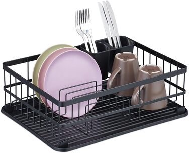 Relaxdays Geschirrtrockner, HBT: 15x42,5x32 cm, schwarz (60 Zeichen)
