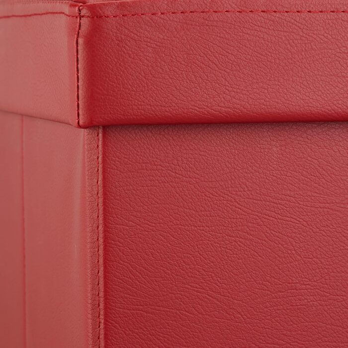 Relaxdays Faltbare Sitzbank XL Kunstleder, 38x114x38 cm, Sitztruhe mit Stauraum, Dunkelrot