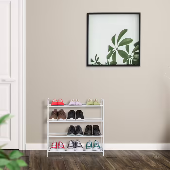 Relaxdays Stapelbares Schuhregal 4 Ebenen