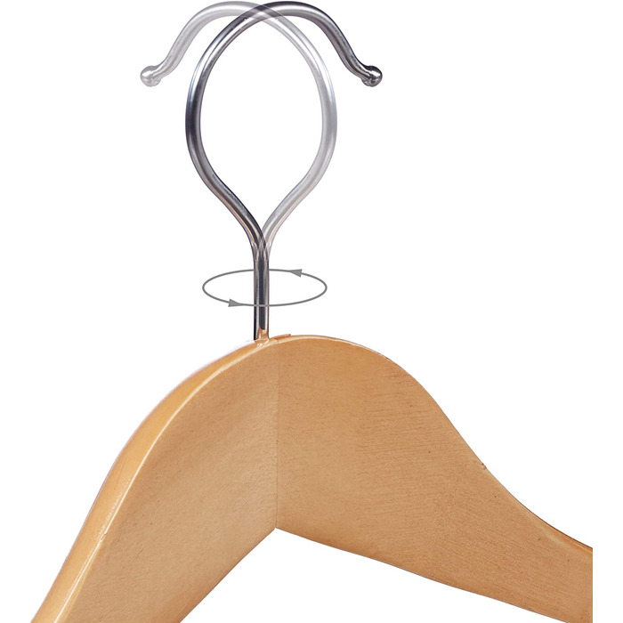 Relaxdays, natur Anzug Kleiderbügel, 5er Set, breite Schulter, 360° drehbarer Haken, mit Hosenstange, Holzkleiderbügel, Holz,