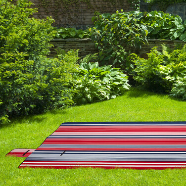 Relaxdays XXL Picknickdecke 200x300 cm gestreift