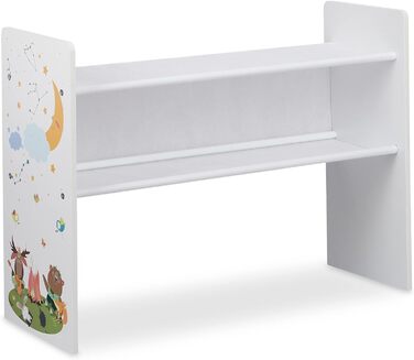 Relaxdays Kinderregal mit 9 Stoffboxen, Lagerfeuer Kindermotiv, Spielzeugregal Organizer HBT 66 x 82,5 x 29,5 cm, bunt