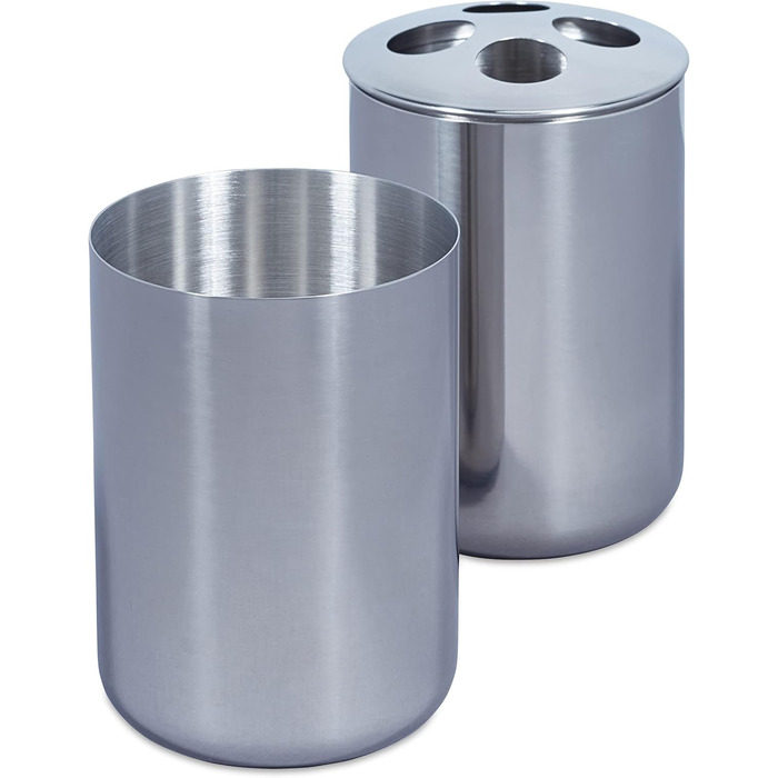 Relaxdays 5-tlg. Badezimmer Set, Edelstahl poliert, moderne Badaccessoires, Silber