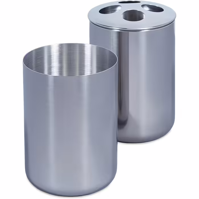 Relaxdays 5-tlg. Badezimmer Set, Edelstahl poliert, moderne Badaccessoires, Silber