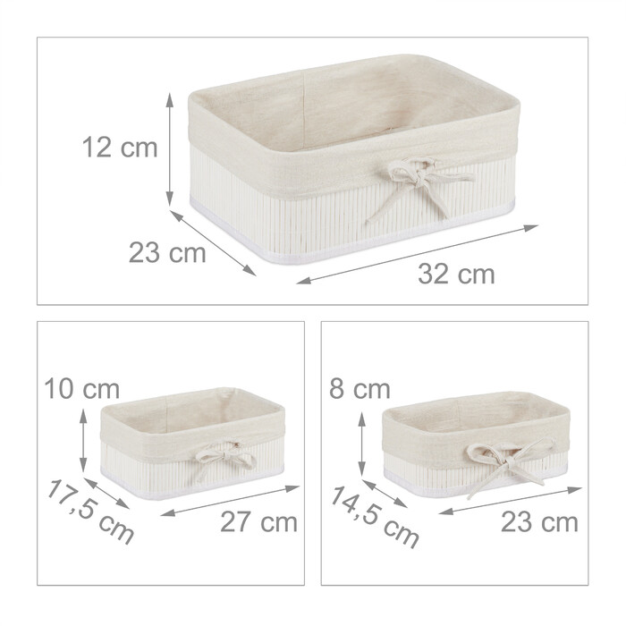 Relaxdays Aufbewahrungskorb 3er Set aus Bambus