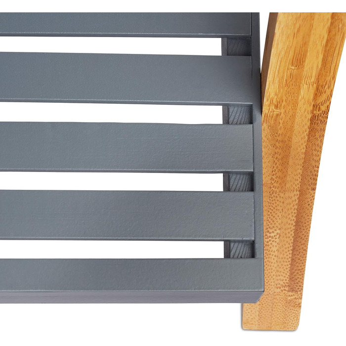 Relaxdays Handtuchständer, 3 Stangen, Ablage, 103x41x28cm, Bambus/MDF, Natur/Grau