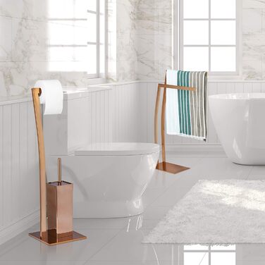 Relaxdays Stand WC Garnitur WIMEDO eckig HBT: 71 x 20 x 20 cm Toilettenbürstenhalter aus Edelstahl mit Lackierung Toilettenpapierhalter und Klorollenhalter als freistehende WC Bürstengarnitur, (Silber)
