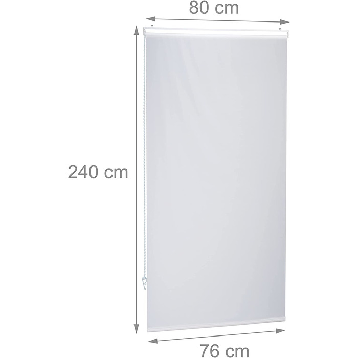 Relaxdays Duschrollo,  Seilzugrollo für Dusche & Badewanne, Decke & Fenster, Badrollo wasserabweisend, weiß, PVC, Aluminium, Kunststoff (80x240 cm)