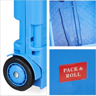 Relaxdays Einkaufstrolley, Klapptrolley, 35 kg, faltbar, Rolltrolley (Blau)
