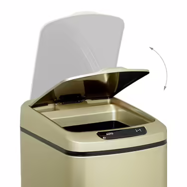 Relaxdays Sensor Mülleimer 12l, eckiger Abfalleimer mit Deckel & Inneneimer, Küche & Bad, Automatik Mülleimer, (Gold)
