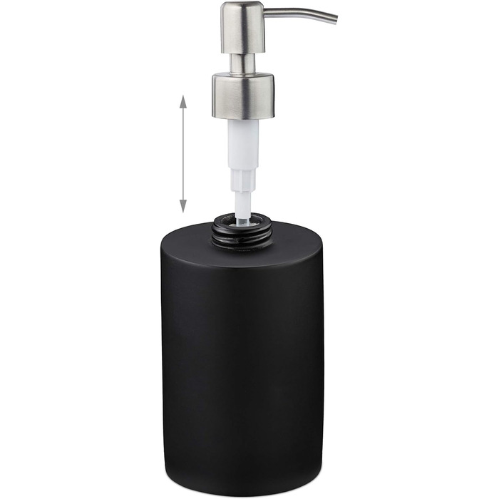 Relaxdays Seifenspender, 180ml, nachfüllbar, Bad, WC, Küche, Flüssigseifenspender, Polyresin, Edelstahlpumpe