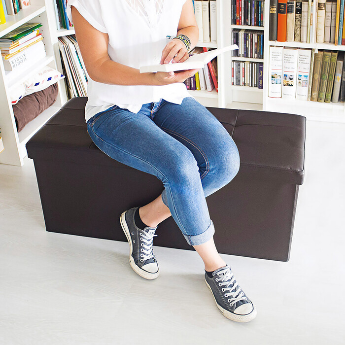 Relaxdays Sitzbank mit Stauraum Kunstleder