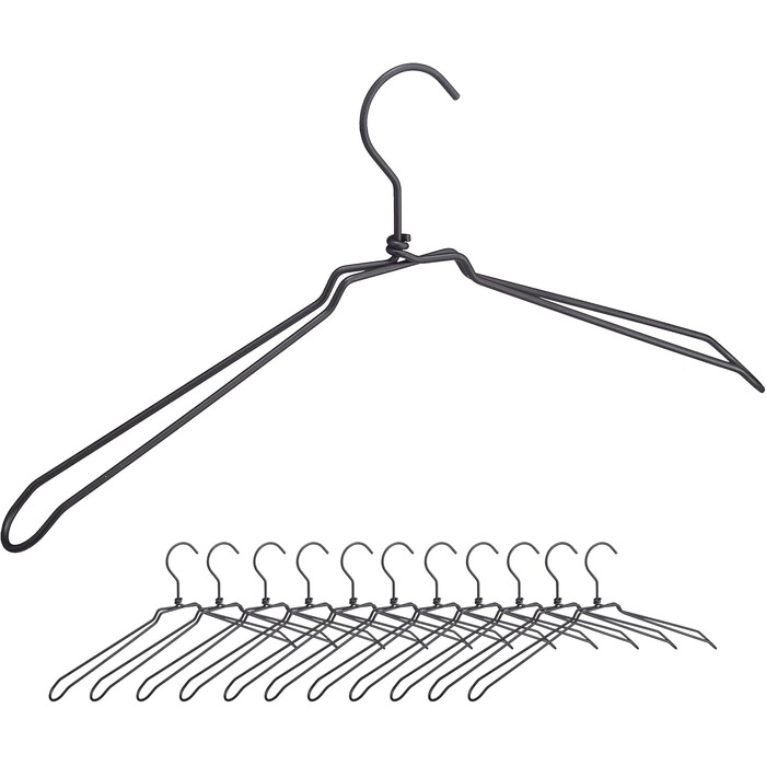 Relaxdays Kleiderbügel, 12er Set, für Hemden, Jacken & Blusen, Metall, 45 cm, schwarz