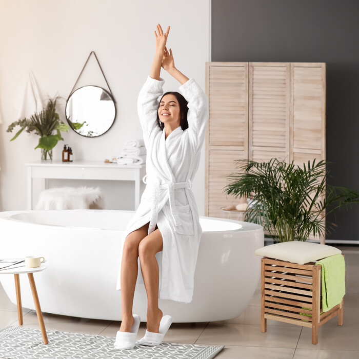 Relaxdays Wäschekorb mit Sitz Walnussholz