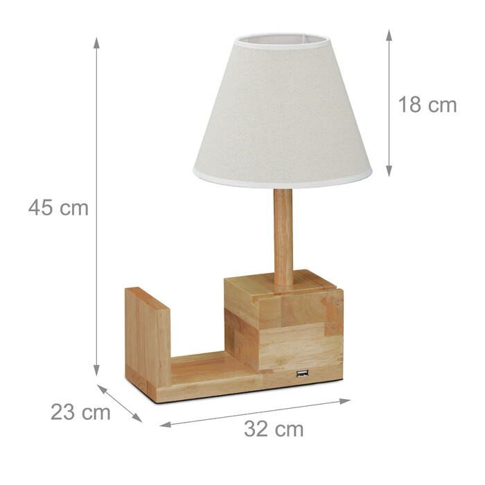 Relaxdays USB Tischlampe aus Holz