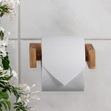 Relaxdays Toilettenpapierhalter Set, Bambus, 4 Rollen, WC-Rollenhalter Wandmontage & Ersatzrollenhalter stehend, natur