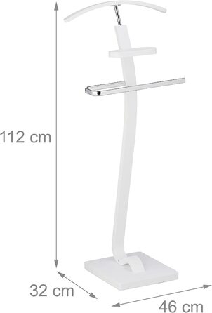 Relaxdays Herrendiener, mit Ablage, Kleiderbutler für Jackett & Hose, HBT: 112x46x32 cm, Stummer Diener, weiß/silber