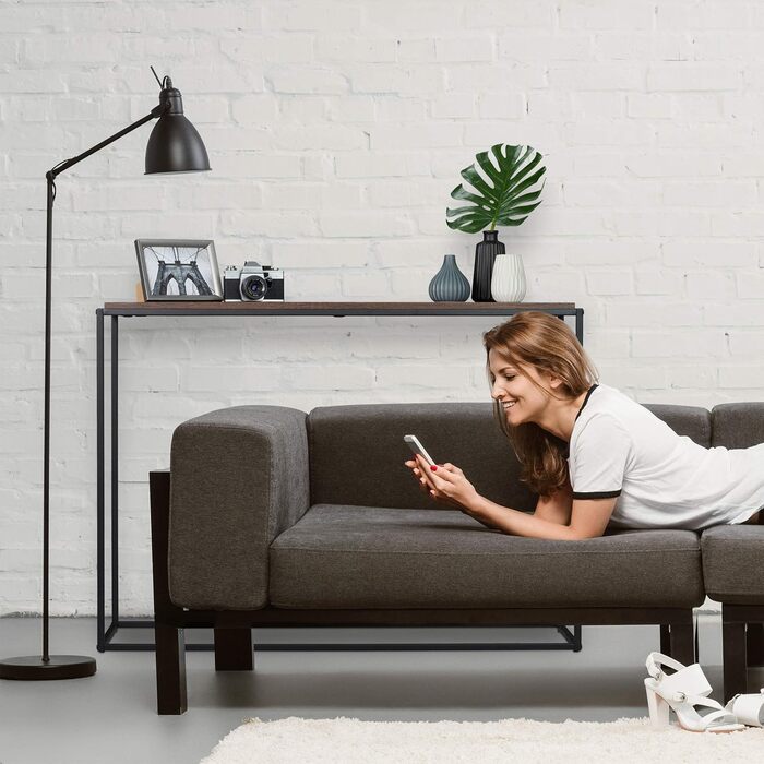 Relaxdays Konsolentisch, 80x110x38 cm, Industrial, Flur & Wohnzimmer, Metall & MDF, braun/schwarz