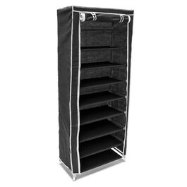 Relaxdays Schuhschrank Stoffbezug 9 Ablagen