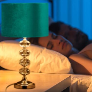 Relaxdays Tischlampe, Samt und Kristall, HxD: 47 x 26 cm, E14-Fassung, Nachttischlampe, indirekte Beleuchtung, grün