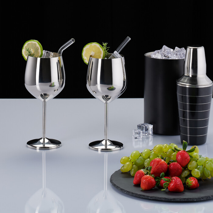 Relaxdays Weingläser Edelstahl 4er Set