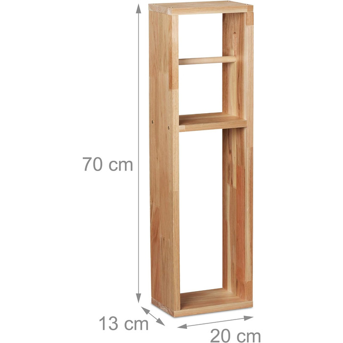 Relaxdays Toilettenpapierhalter, Walnuss Holz, zur Wandmontage oder stehend, Ersatzrollenhalter HxBxT 70x20x13 cm, natur