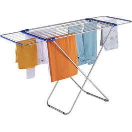Relaxdays Wäscheständer ausziehbar, klappbar, Edelstahl, 13,6 m Trockenlänge, Standtrockner HBT 97 x 176 x 55 cm, Silber, 1 S