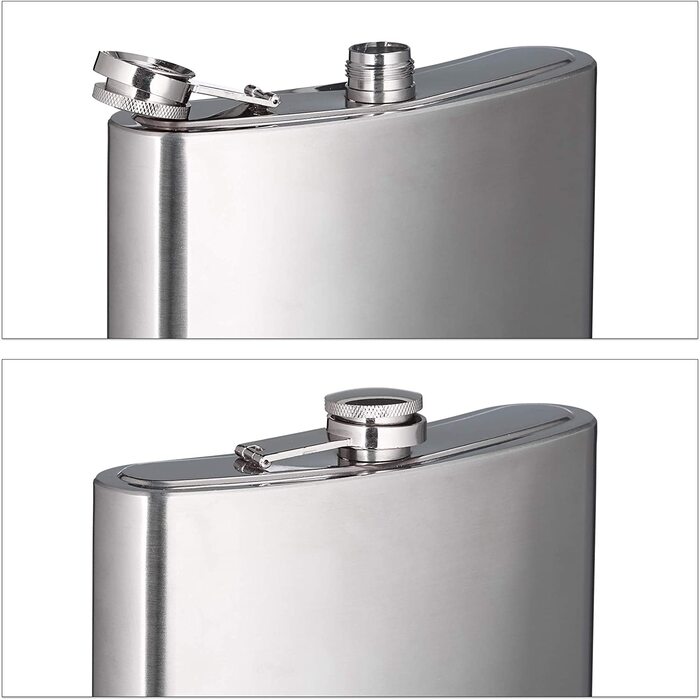 Relaxdays Flachmann XXL aus Edelstahl, Riesen Flachmann mit 1,8l Fassungsvolumen, klassisches Flachmann-Design, silber