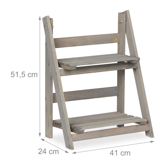 Relaxdays Blumentreppe Holz grau