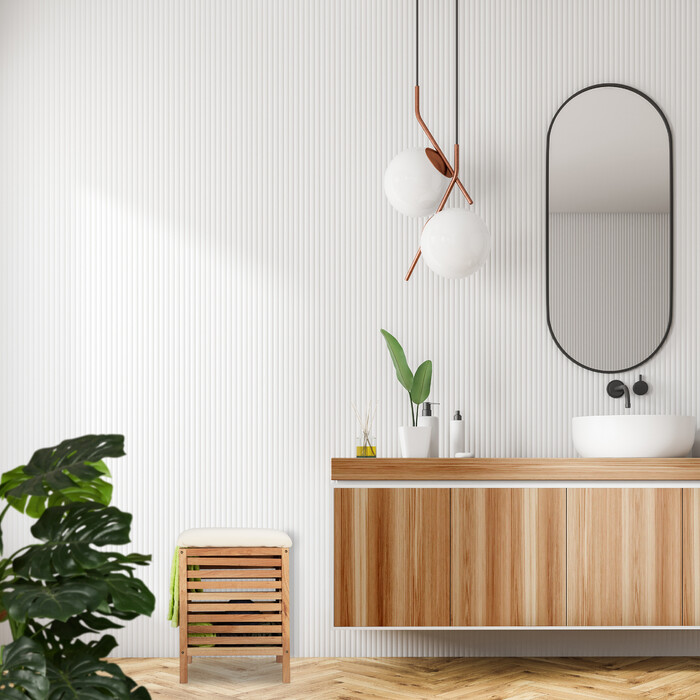 Relaxdays Wäschekorb mit Sitz Walnussholz