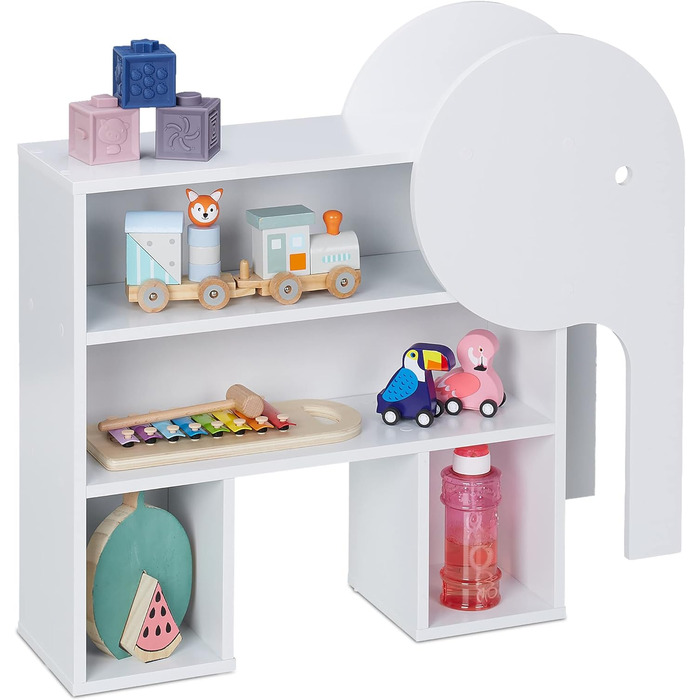 Relaxdays Kinderregal Bär, 2 Schubladen, 2 offene Fächer, H x B x T:  Bücherregal Kinder, (60,5 x 64,5 x 20,5 cm, Weiß)