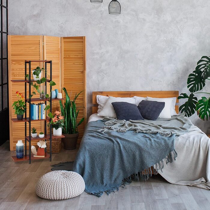 Relaxdays Pflanzenregal, Blumentreppe 6 Ablagen, 150x78x24 cm, Stahl & MDF, innen, schwarz/Dunkelbraun