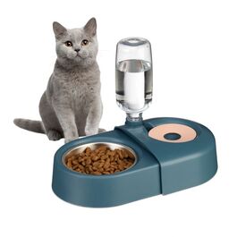Relaxdays Blauer Futternapf mit Wasserspender